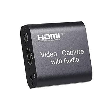 Imagem de lifcasual Placa de captura de vídeo HD com áudio HD para USB 2.0 Placa de captura 4K de entrada 1080P Suporte de saída de streaming ao vivo para captura de vídeo de jogo preto