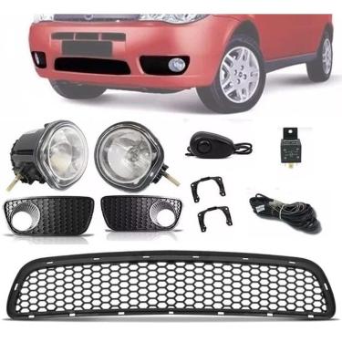 Imagem de Kit Farol de Milha Neblina + Grade Para-choque Central Fiat Palio Celebration 2004 à 2010