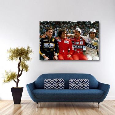 Imagem de Quadro decorativo Senna Piquet Mansell e Prost Tela em Tecid