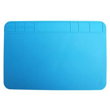 Imagem de tapete de reparo de solda de silicone magnético grande com régua de escala e posição de parafuso,Tapete de soldagem, para estação de soldagem, telefone, reparo de computador 11,8 x 7,9 polegadas azul