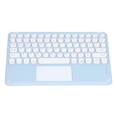 Imagem de Teclado Bluetooth sem fio com Touchpad, teclado sem fio ultra fino Smart Touch com teclas redondas, teclado recarregável portátil, espera de longa duração, para tablets laptops (azul celeste)