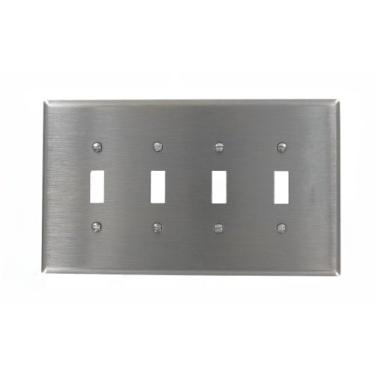 Imagem de Leviton 84112-40 4 interruptores de interruptor de dispositivo com 4 entradas, grande, suporte de dispositivo, aço inoxidável