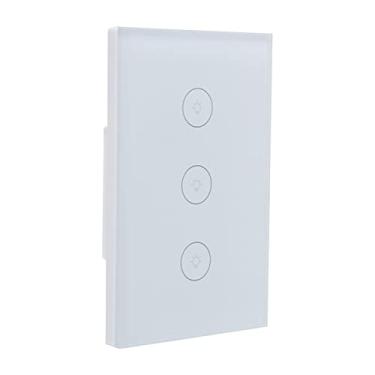 Imagem de Interruptor de luz de controle múltiplo, interruptor de luz inteligente 3 turma tocável para casa para prédio de escritórios para apartamento para família(Branco)