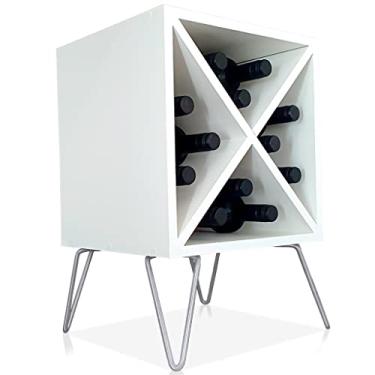 Imagem de Suporte Adega De Vinho Santiago Madeira MDF 12 Garrafas - Prata Branco