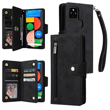 Imagem de For Google Pixel 4A 5G Rivet Buckle 9 Cards Three Fold Leather Phone Case