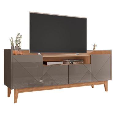 Imagem de Rack Adria 4 Portas Cinza Perola/Noce Casa D Móveis Sala