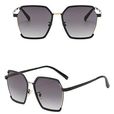 Imagem de Óculos de sol de armação grande polígono de duas cores, moda feminina, óculos de sol anti-ultravioleta, sombra, óculos de sol de tiro de rua, 2, branco