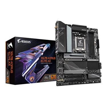 Imagem de GIGABYTE X670 AORUS Elite AX (AM5/LGA 1718/AMD/ X670/ ATX/ 5 anos de garantia/DDR5/Quad M.2/PCIe 5.0/USB 3.2 Gen2X2 Tipo-C/AMD WiFi 6E/ 2.5GbE LAN/Q-Flash Plus/M.2 EZ-Latch/placa mãe para jogos)