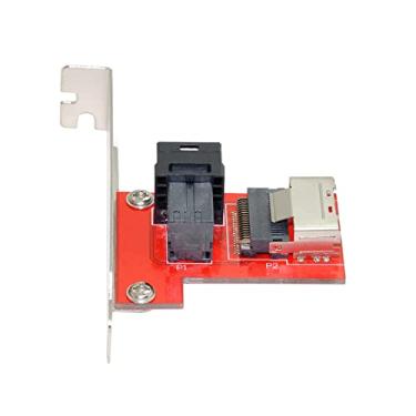 Imagem de Cablecc Adaptador fêmea PCI-Express 4.0 Mini SAS SFF-8087 para SAS HD SFF-8643 PCBA com suporte