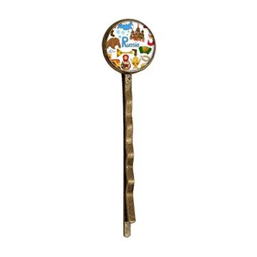 Imagem de Rússia Landscap Animais Bandeira Nacional Retro Metal Hair Bobby Pin Headwear