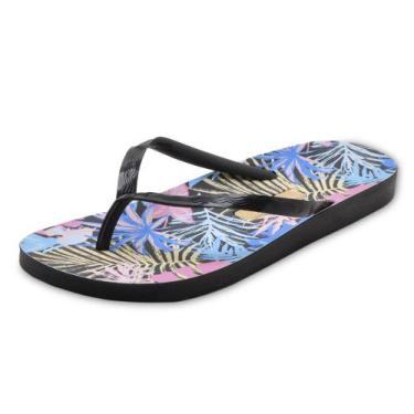 Imagem de Chinelo De Dedo Feminino Beira Rio Estampado Floral Preto