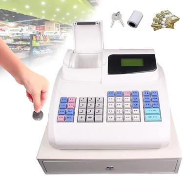 Imagem de Caixa Registradora Eletrônica, Caixa Registradora De Loja Com 48 Teclas, Caixa Registradora Digital De 8 Leds Para Pequenas Empresas Varejistas Supermercado Mercearia