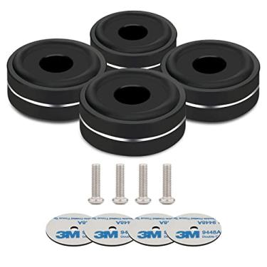 Imagem de Monosaudio Pés de isolamento de alumínio 4 peças 40 x 15 mm Pés de isolamento de subwoofer com anéis de borracha antiderrapantes/adesivos/parafusos M4 para, alto-falantes, subwoofers,