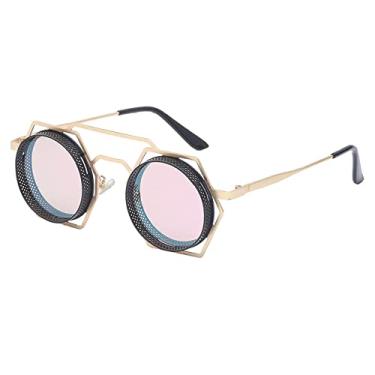 Imagem de Óculos de Sol Steampunk Masculino Óculos de Sol Redondos Punk para Mulheres Designer Retro Sombras de Óculos Vintage UV400, 5, sem caixa