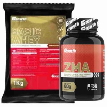 Imagem de Kit Whey Protein Basic 1Kg Chocolate + Zma 120 Caps Growth - Growth Su