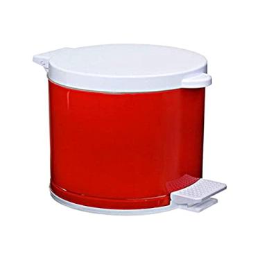 Imagem de Lixeira metal com pedal e cesto plástico 4,5 litros Viel vermelha