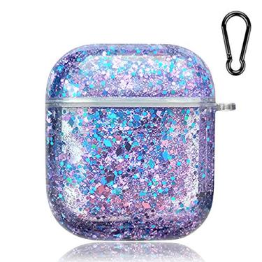 Imagem de SGVAHY Capa para Apple Airpods 1 e 2 capa com chaveiro Airpod capa fofa brilhante areia movediça transparente Airpods 2ª geração capa de carregamento sem fio silicone macio à prova