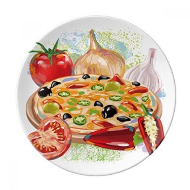 Imagem de Comida de tomate Pizza Italy Prato de alho decorativo de porcelana Salver Prato de jantar