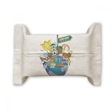 Imagem de Hong Kong Sightseeing Place China Suporte de capa de papel para lenços faciais saco de linho de algodão