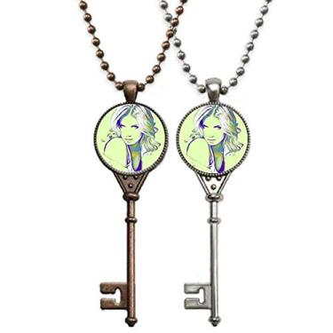 Imagem de OFFbb-USA Possui colar de chaves American Beauty Goodliness com pingente para decoração de casais