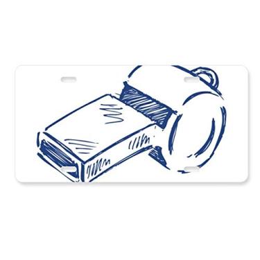 Imagem de DIYthinker Apito de futebol de desenho animado azul placa de carro decoração de carro acessório de aço inoxidável