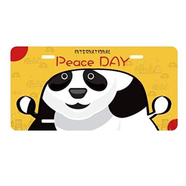 Imagem de DIYthinker Placa de licença com estampa de arte tradicional de bambu panda chinês decoração de carro dia da paz