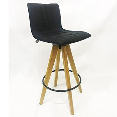 Imagem de Banqueta Decorativa Angélica Nobuk Preto Base Madeira Maciça Giratória - Poltronas do Sul