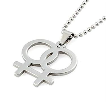 Imagem de KEAIDO Colar e pingente de orgulho lésbico para mulheres, meninas, mês de orgulho gay, acessórios para desfile de arco-íris, presentes para namorada, esposa, amiga, mulheres, para