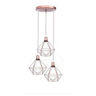 Imagem de Pendente Diamante Pirâmide Aramado Rose Gold Base Tripla Fio Cristal