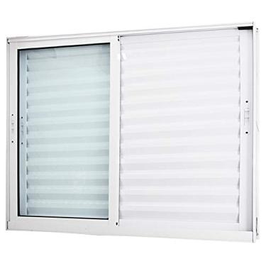 Imagem de Janela de Alumínio Branco Veneziana de Correr 3 Folhas Móveis Sem Grade Atlântica Magnum