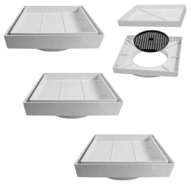 Imagem de Ralo Invisível Tampa Oculta Sifonado 10x10cm | Utilimix | Kit 03 Un