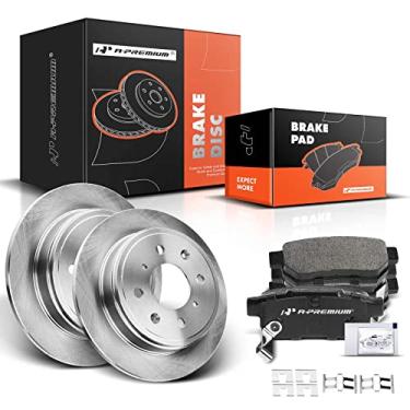 Imagem de A-Premium Rotores de freio a disco sólido traseiro de 239 mm + kit de pastilhas de cerâmica compatível com modelos selecionados Acura e Honda - Integra 90-01, Civic 92-95/99-00, Civic del Sol 93-97,