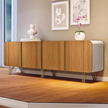 Imagem de Balcão Buffet 4 Portas Saluti HB Móveis - Off White/Cinamomo