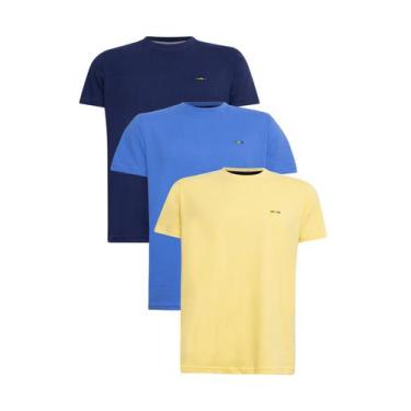 Imagem de Kit 3 Camisetas Brasil Premium Azul Azul Marinho Amarelo - Hilmi