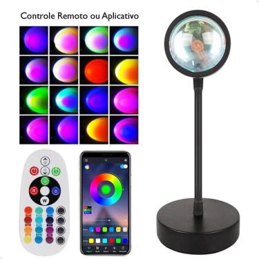 Imagem de Luminária Por do Sol Sunset Luz Led Noturna Lorben 16 Cores USB Controle Remoto e Bluetooth