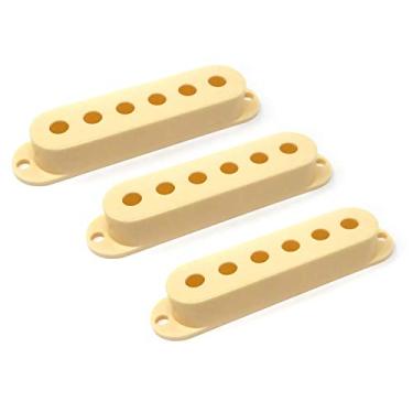 Imagem de Vintage Forge Capas de captador de bobina única de plástico creme para guitarra elétrica Fender Stratocaster Strat (conjunto de 3) PCST-CRM