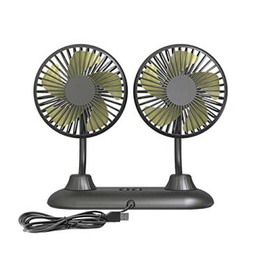 Imagem de Ventilador de carro de cabeça dupla que refrigera ventiladores de assento de carro portáteis que sopram ar frio 360° giratório ventilador automático silencioso 3 velocidades verão home office quarto radiador, preto, 23 * 8 cm