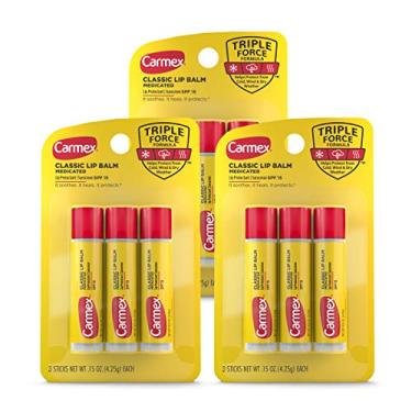 Imagem de Carmex Medicated Lip Balm Sticks, Lip Moisturizer for Dry, Chapped Lips, 0.15 OZ - 3 Count (3 Pack)