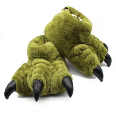Imagem de Pantufa 3d Garra Dinossauro T-rex Verde Calçado Cosplay
