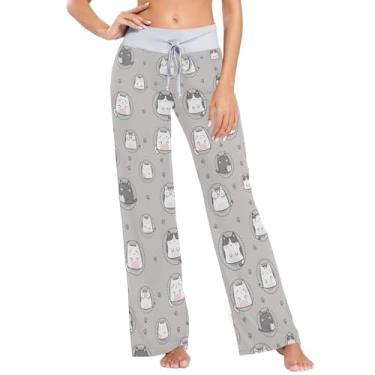 Imagem de Kawaii Pijama colorido de gatos para mulheres calças femininas para noite para primavera PP, Gatos fofos coloridos Kawaii, X-Small