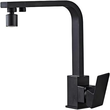 Imagem de Torneira com filtro de água de 3 vias Bica giratória Água potável pura Torneiras misturadoras de água potável 3 em 1 Torneira de cozinha de 3 vias para sistema de água com filtro, preta, 3 m
