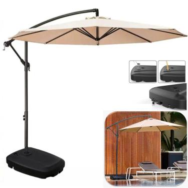 Imagem de Ombrelone 3 metros para piscina Lateral Suspenso Kauai Bege Com Base Plástica 55L - AMZ