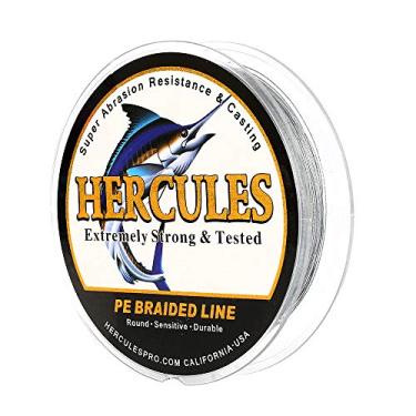 Imagem de Hercules linha de pesca trançada super fundida 8 fios de 10 lb a 300 lb teste para água salgada, 109/328/547/1094 jardas (100 m/300 m/500 m/1000 m), diamante.#0,12 mm-1,2 mm, desempenho de alto nível, cores variadas, Cinza, 50LB-0.37MM-328YDS(300M)-8 STRANDS