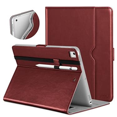 Imagem de DTTO Capa para iPad 9,7 polegadas 5ª/6ª geração 2018/2017 com suporte para Apple Pencil, capa de couro premium com suporte para Apple iPad 9,7 polegadas, também serve para iPad Pro 9,7/Air 2/Air - Vermelho vinho