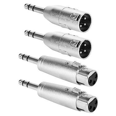Imagem de Togconn Adaptador TRS macho para XLR de 1/10.2 cm, pacote com 4 - 1 par de adaptadores macho/fêmea de 6,35 mm para XLR macho/fêmea