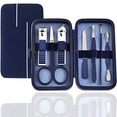 Imagem de Conjunto de manicure e pedicure kit de cortadores de unha conjunto de unhas e unhas dos pés de Tesoura Vibrissac 18 peças melhores ferramentas de cuidados para homens e mulheres presente com estojo (Mazarine_7 em 1)