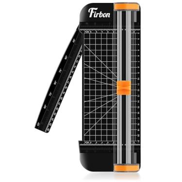 Imagem de Firbon Cortador de papel A5 preto, cortador de papel pequeno reto com régua lateral para artesanato de scrapbook, papel, cupom, etiqueta, cartolina