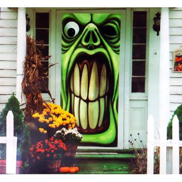 Imagem de Capa de porta de goblin verde Halloween casa assombrada por Greenbrier