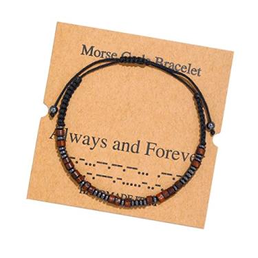 Imagem de Pulseiras de código Morse Be Brave Believe Hope Faith I Love You, joia inspiradora, trançada, ajustável, com contas, para mulheres, homens, meninas, meninos, adolescentes, presente para melhor amigo,