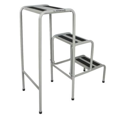 Imagem de Banqueta Escada Três Degraus Antiderrapante Dobrável, Versátil, Vira Banco Resistente, Altmayer